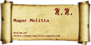 Mager Melitta névjegykártya